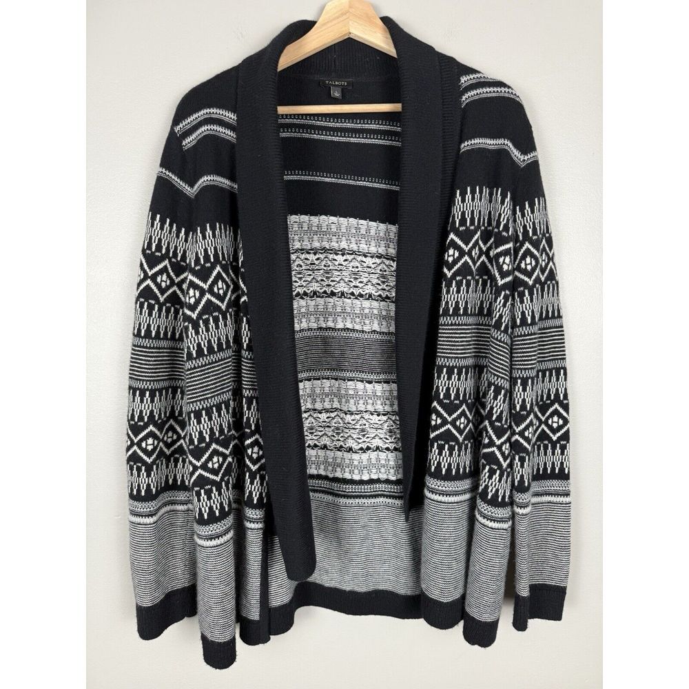 Talbots Sweater Duster‎ Cardigan Southwestern Aztec Wool Blend Sweater Cowgirl